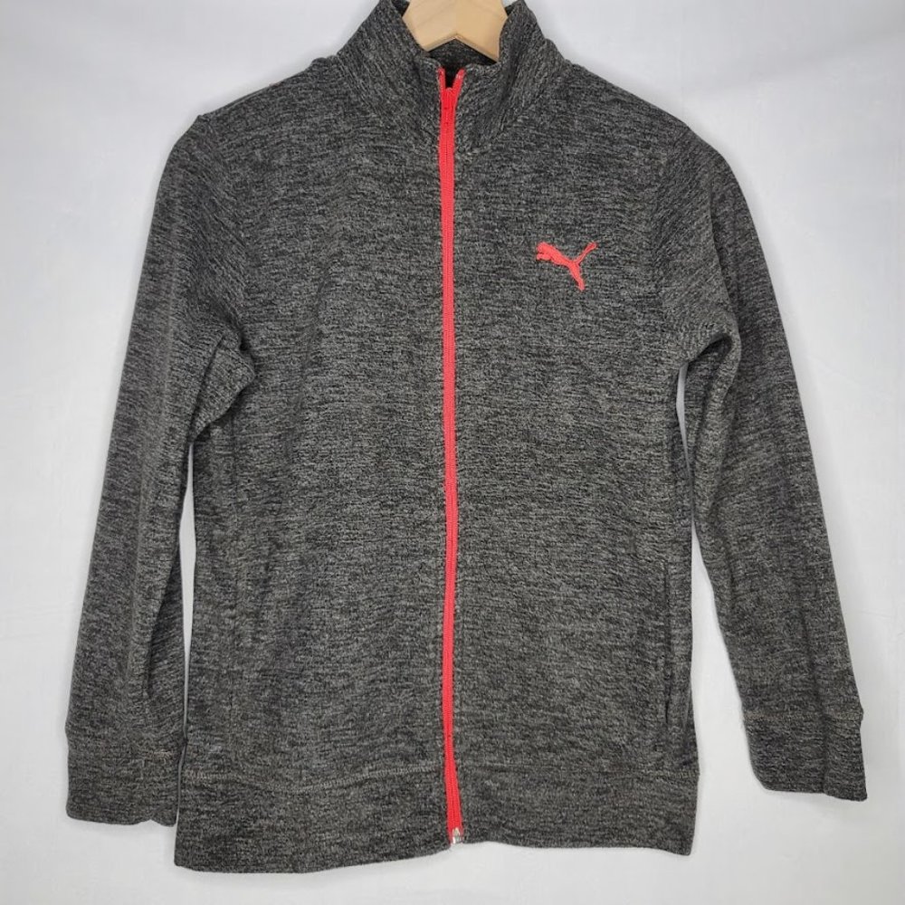 Puma Boys Heather Black Full Zip Fleece Jacket Size L (12-14)